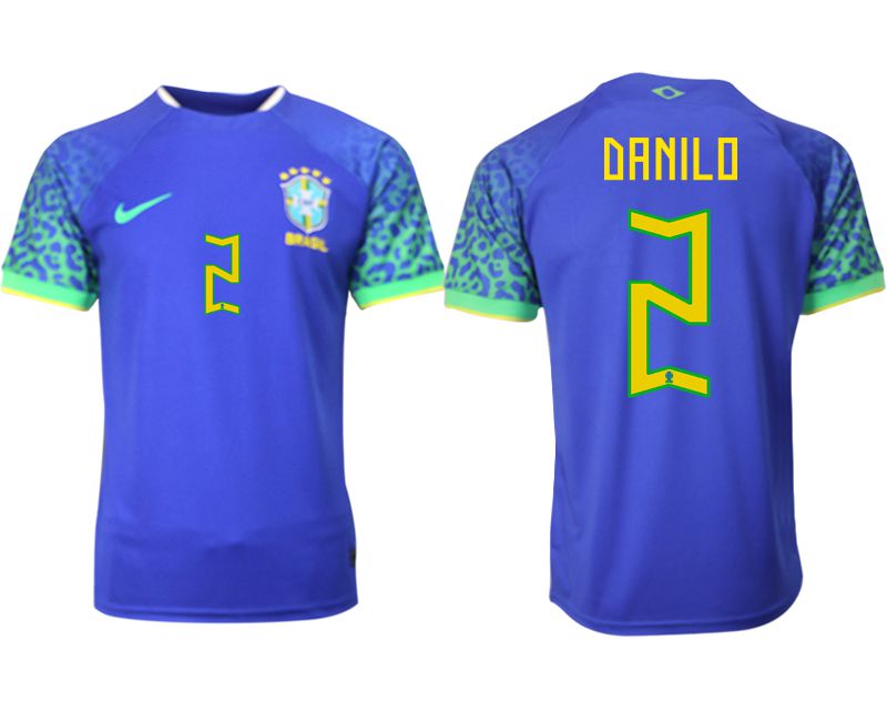 Men 2022 World Cup National Team Brazil away aaa version blue #2 Soccer Jersey